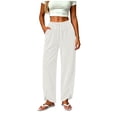 thumbnail image 3 of Horkkom Corduroy Pants Women Elastic Waist Drawstring Sweatpants Casual Soft Comfy Loose Pants with Pocket XXL, 3 of 10