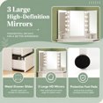 thumbnail image 4 of Corner Vanity Desk with Mirror and Lights, Makeup Vanity Table with 5 Drawers, Storage Shelves, Charging Station, Compact Vanity Dressing Table for Small Space，White, 4 of 8