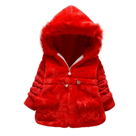 

QIPOPIQ Girls Clothes Clearance Toddler Kids Baby Girl Winter Jacket Warm Coat Thick Outwear Hooded Snowsuit