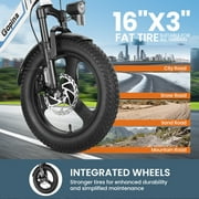 Vivi Electric Bike 16 x 3.0 Fat Tire Electric Bike 48V 350W Adult Folding Electric Cruiser Bike Step-Through Electric Bike 19.8MPH Commuter Electric Bike, UL2849 Certified