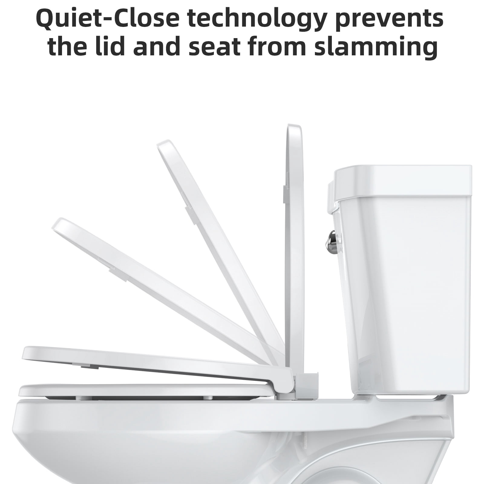 Soft Close Elongated Toilet Seat – Quick Release & Top Mount Installation – Quiet, Durable, Easy to Clean – Global Fit for Most American Standard Toilets – 19" All White Plain Cover