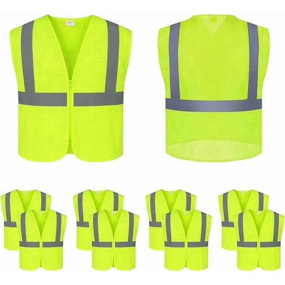 NORTHSKY 10 Pack High Visibility Safety Vest – Reflective Mesh Vest with Zipper for Men Women, Breathable, ANSI Class 2