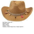 thumbnail image 7 of Bohemia Style Straw Hat Tassel Shell Colorful Rope Decor Non-stuffy Unisex Big Brim Sunscreen Jazz Hat Fashion Accessories, 7 of 7