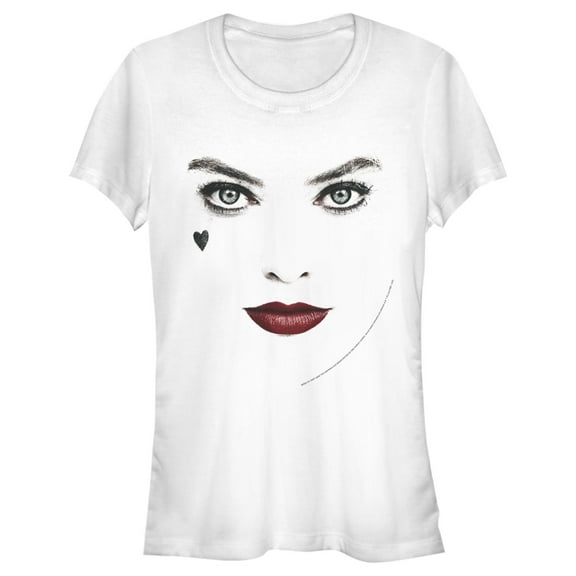 Junior's Birds of Prey Harley Quinn Close Up  Graphic Tee White 2X Large