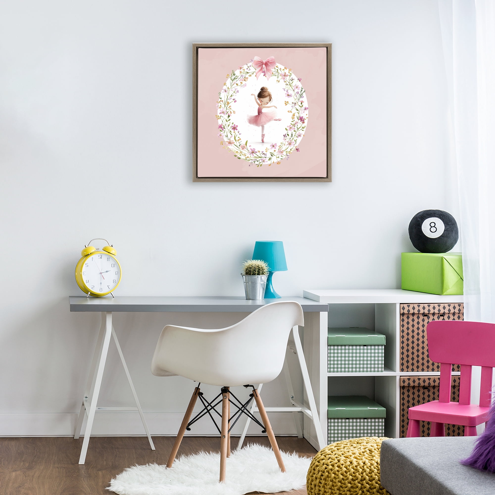 Stupell Industries Ballet Dancing Princess Brown Framed Floater Canvas Wall Art, design by Christine Simpson Art