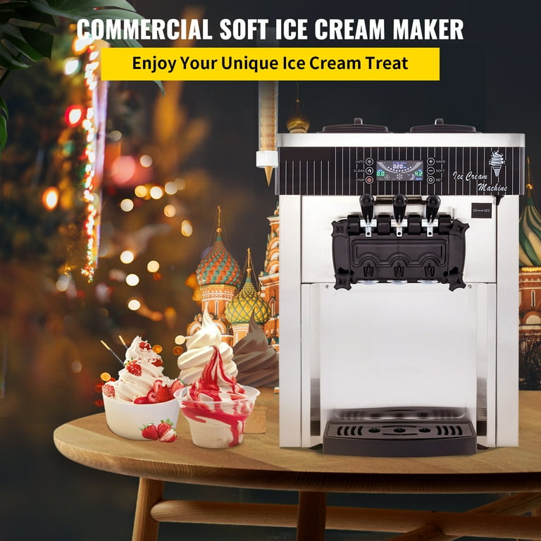 VEVOR Commercial Ice Cream Machine with Electric Compressor 2200W Automatic Countertop 3 Flavors LED Display Walmart