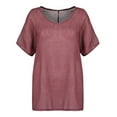 thumbnail image 3 of asdoklhq Womens Plus Size Tops Clearance,Women Casual Summer Solid O-Neck Short Sleeves Plus Size Top T-Shirt Blouse, 3 of 9