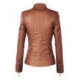 thumbnail image 2 of Made by Johnny Women's Panelled Faux Leather Moto Jacket S CAMEL, 2 of 6