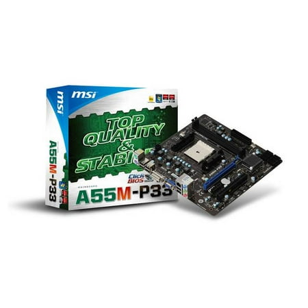 MSI A55M-P33 Socket FM1/ AMD A55/ DDR3/ SATA2&USB2.0/ Hybrid CrossFire/ A&GbE/ MATX Motherboard