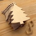 thumbnail image 2 of Adornos de madera para árbol de Navidad, espacios en blanco con cuerdas para manualidades, decoración de tarjetas, 10 piezas, 2 of 4