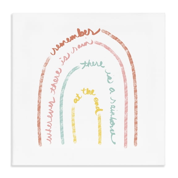 Stupell Industries Bohemian Remember Where There Is Rain Phrase Text Rainbow Canvas Art, 17 x 17, by Anna Quach