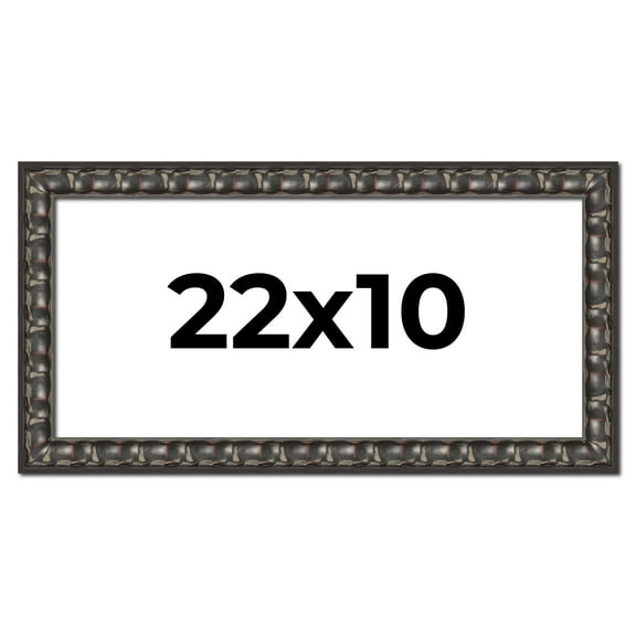 22x10 Frame Black-Brown Medieval Solid Wood Picture Frame | 1.5 Inch Moulding Width | Gotham