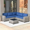 thumbnail image 3 of Ovios 6 Piece Outdoor Furniture All Weather Wicker Patio Conversation Sectional Sofa Set with Side Table for Garden Backyard, 3 of 7