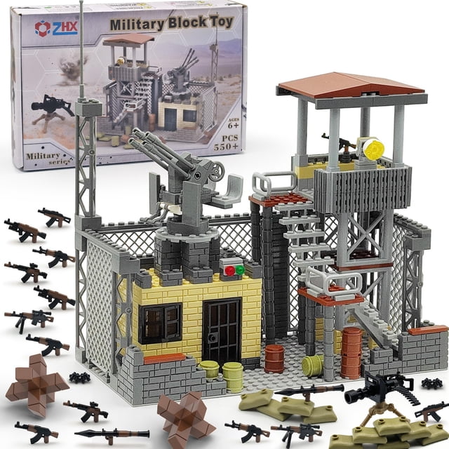 Set de bloques de construcción ZHX Military Base 550 piezas con accesorios