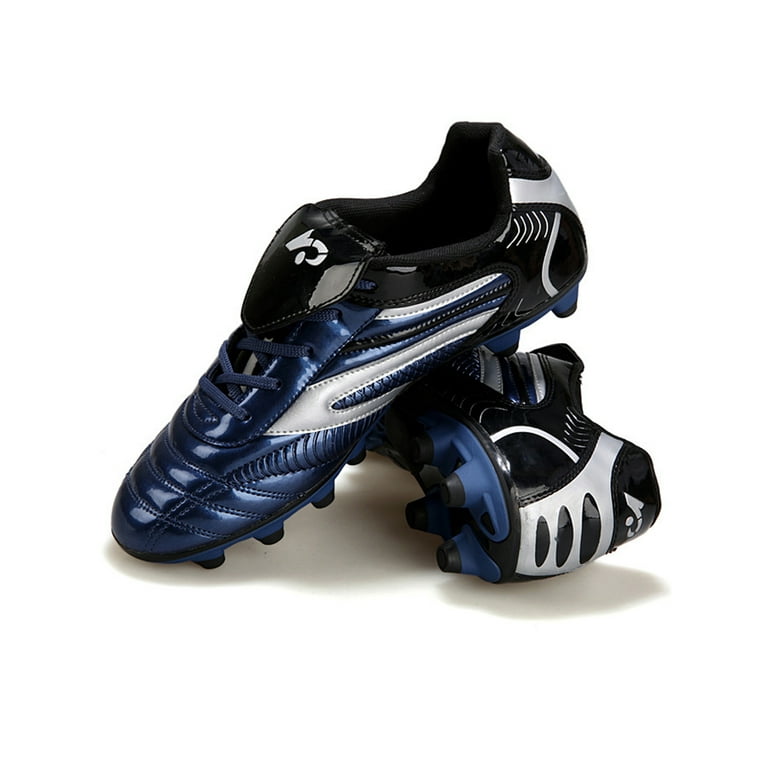 Woobling Adult Breathable Flat Soccer Cleats Jogging Soft Round Toe Sneakers Gym Comfort Mesh Trainers Dark Blue Long Nail 12c