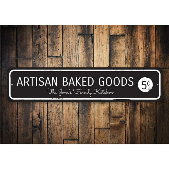 Artisan Baked Goods Novelty Sign, Metal Wall Decor - 4x18 inches