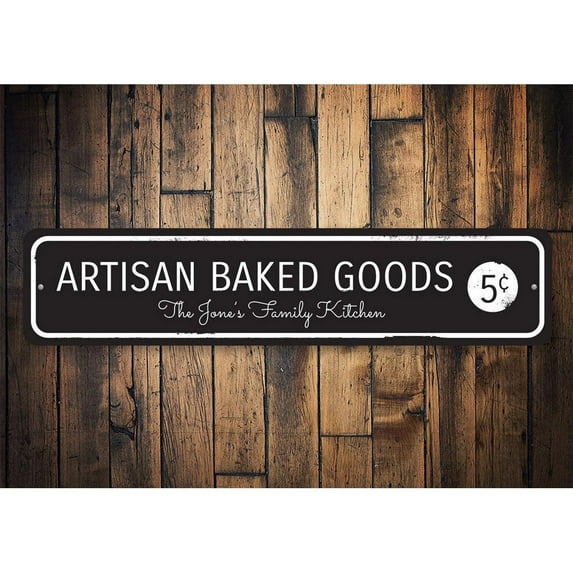 Artisan Baked Goods Novelty Sign, Metal Wall Decor - 4x18 inches