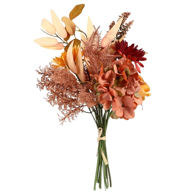 Ramos de flores artificiales de otoño de Linaichen para bodas de invierno o decoración del hogar (naranja)