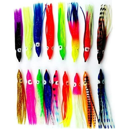 50pcs Squid Skirts Soft Fishing Lures Octopus Skirts Trolling Bait Fishing Lure Soft Plastic Fishing Bait for Bass Salmon Trout
