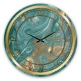 thumbnail image 1 of Designart 'Nature Green and Gold Marble' Glam wall clock, 1 of 3