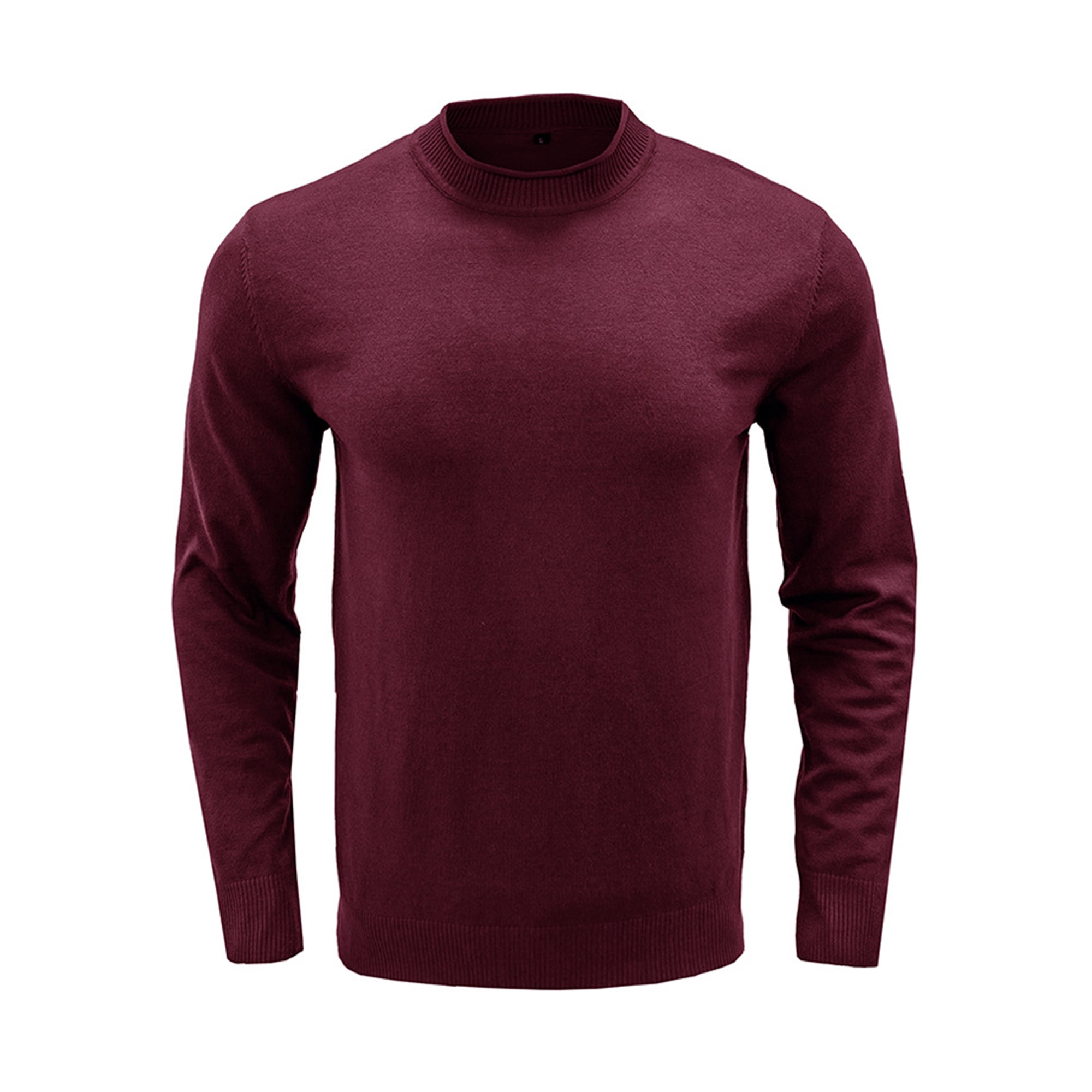 MAWCLOS Hommes Pull Hiver Chaud Pull Tops Manches Longues Pull Tricot Travail Col Tricote Pulls Vin Rouge