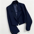 thumbnail image 4 of Crgrtght Women Button Collared Long Sleeve Slim Blazer Jacket Casual Loose Suit Jacket Fashion Work Business Office, Navy L, 4 of 6