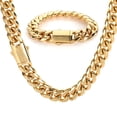 thumbnail image 1 of Hip Hop Stainless Steel Cuban Link Chain Necklace For Men Women Cuban Bracelet Jewelry Custom Logo On Front Back, 1 of 7