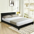 thumbnail image 4 of Giantex Queen Upholstered Platform Bed Frame with Linen Headboard Wood Slat Black, 4 of 7