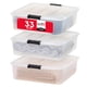 thumbnail image 1 of Caja de almacenamiento de plástico para debajo de la cama con tapas y hebillas duraderas paquete de 3 contenedor multiusos para ropa zapatos edredones, 1 of 8
