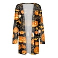 thumbnail image 5 of WTOBBY Women's Mid-Length Halloween Print Cardigan Jacket Casual Comfortable Open Front Long Sleeve Cover Up With Pockets Fall Fashion Outerwear,Gold S, 5 of 7