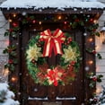 thumbnail image 2 of Cheapark 15.7in Christmas Wreath Decor - Red Gold Bow & Flower Accents, Festive Door Window Wall Hanging for Holiday Home Party, 2 of 7