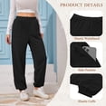 thumbnail image 3 of TEMOFON Sweatpants Casual Joggers Fall Trend Ladies Black Sweatpants Elastic Cuffs Straight Leg Comfy Jogger Pant L, 3 of 8