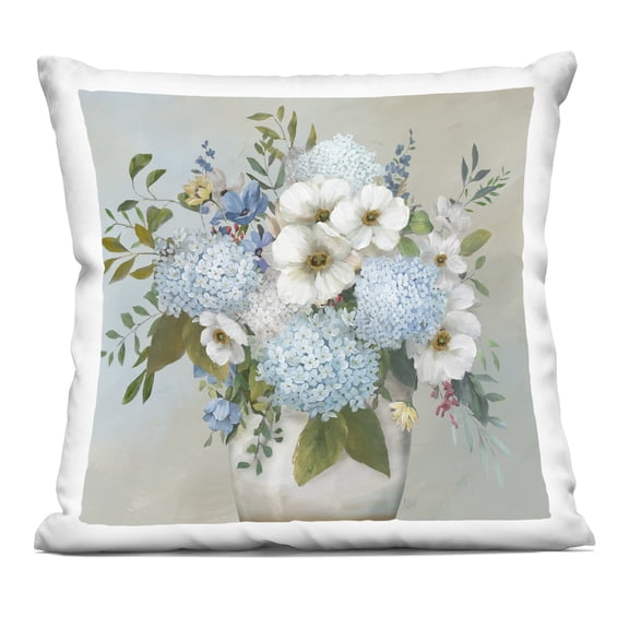 Stupell Industries - Wild Hydrangea & Magnolias Throw Pillow 18" x 18" by Nan