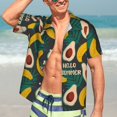 thumbnail image 7 of Honeii Banana And Avocado Print Men’s Hawaiian Shirt,Classic Button-Down Short Sleeve Shirt, for Beach, Vacation, and Outdoor Activities,3X-Large, 7 of 7