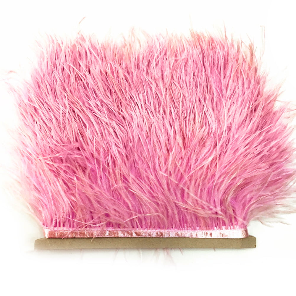 1pc,Pink Ostrich Feathers Trims Fringe Ribbon Trimming Fringe 8-10CM Ribbon Tape for Dress Sewing Crafts Costumes Decoration