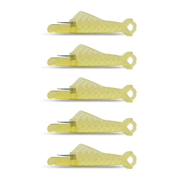 Aguja Threader costura costura gancho acolchado herramientas de rosca Forma de pescado plástico anciano lealcraft pin hilo inserción amarillo 5pcs Monstrate HA012325-09