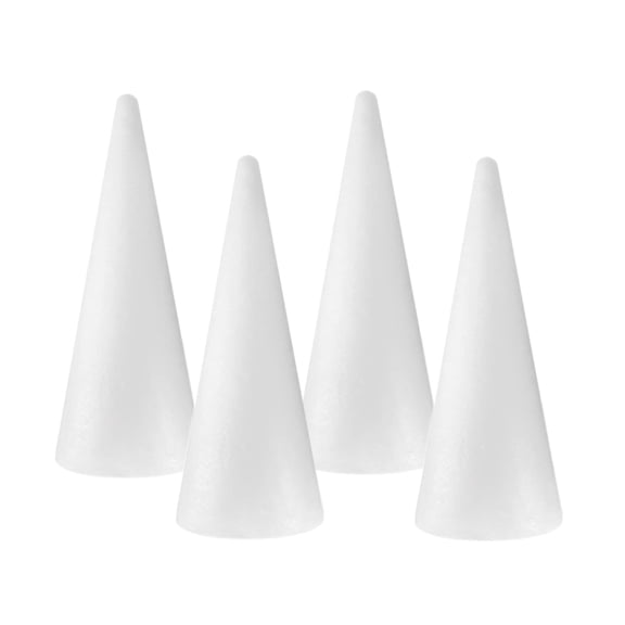 Crafare 4 Pack Foam Cones  3.74x9.85in  White Polystyrene Christmas Tree Foam Cones Craft Supplies, for DIY Home Craft Project, Christmas Tree, Table Centerpiece