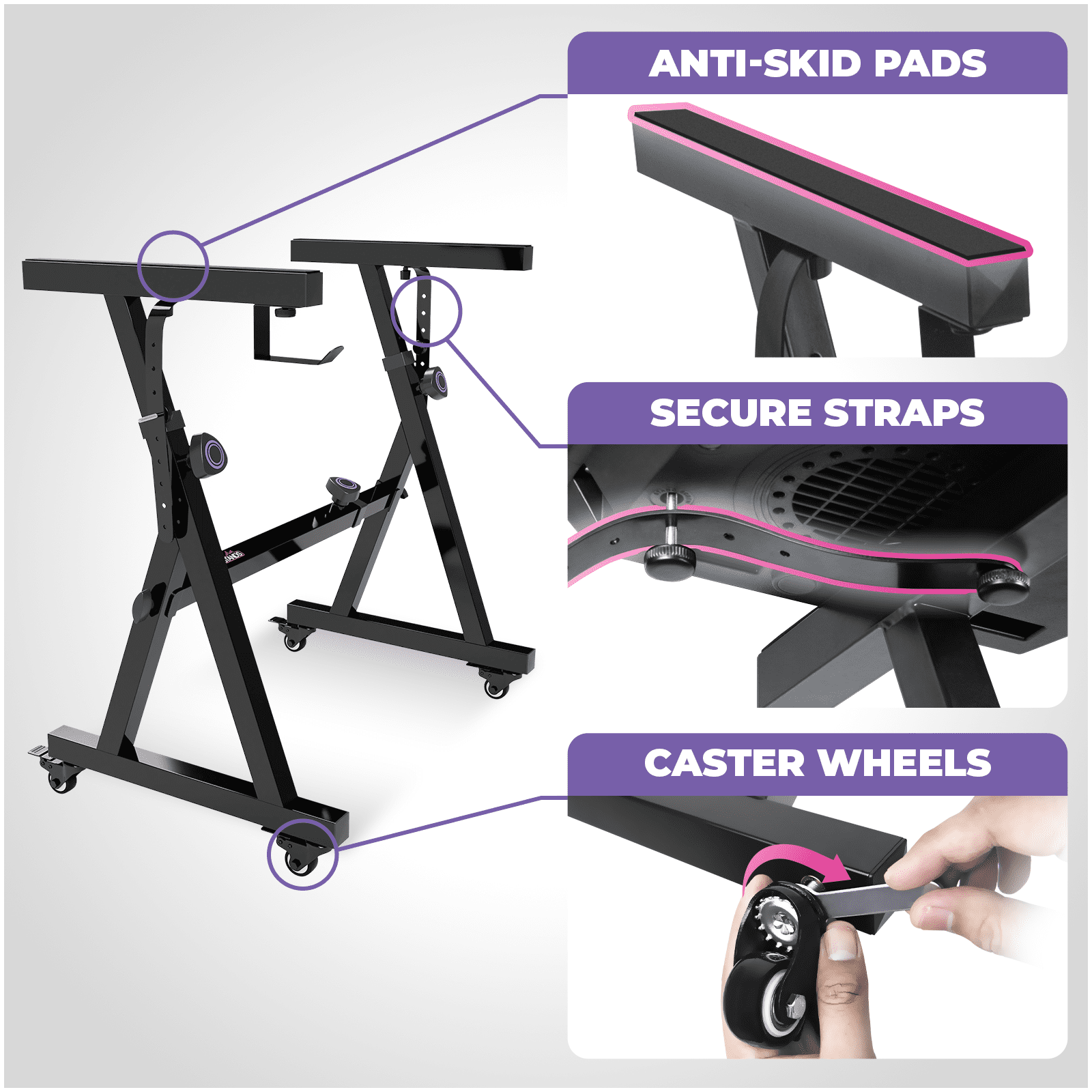 Liquid Stands Piano Keyboard Stand w/ Wheels and Bench Adjustable Stool Set - Portable Heavy Duty Digital Piano Stand for 54-88 Key Electric Piano Chair, Stool - Sturdy Keyboard Music Stand and Seat