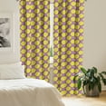 thumbnail image 2 of Ambesonne Leaf Print Window Curtains, Modern Abstract Tones, Each 28" W x 63" L, Violet Yellow, 2 of 4