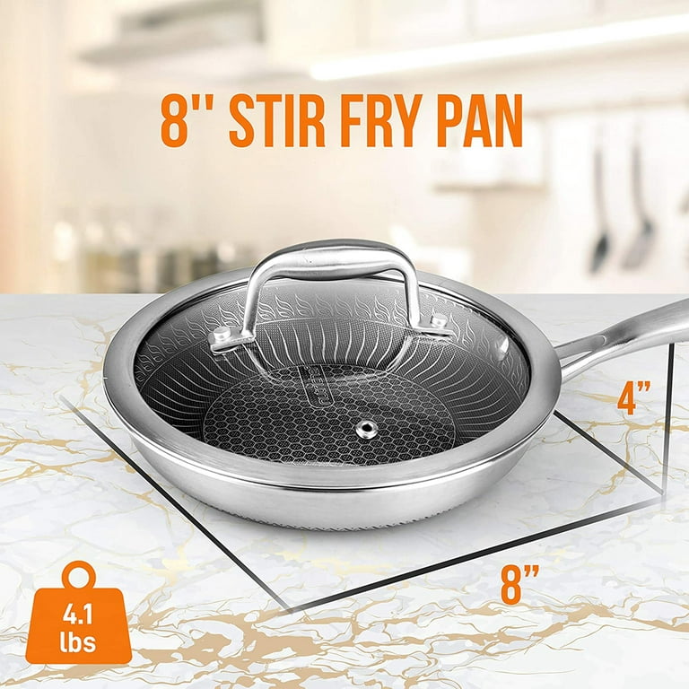NutriChef 8” Fry Pan with Lid - Small Skillet Nonstick Frying Pan