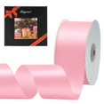 thumbnail image 1 of Cinta de raso rosa de doble cara de color sólido, cintas de 2 pulgadas x 50 yardas, perfectas para manualidades, decoración de bodas, fabricación de lazos, costura, envoltorio de paquetes de regalo y, 1 of 1