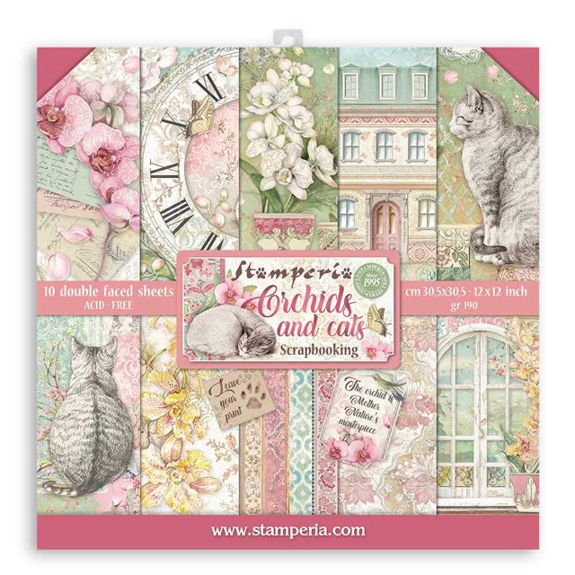 Stamperia Intl Paper PAD 12X12 10PK Orquídea/CAT 30.5 x 30.5 Varios