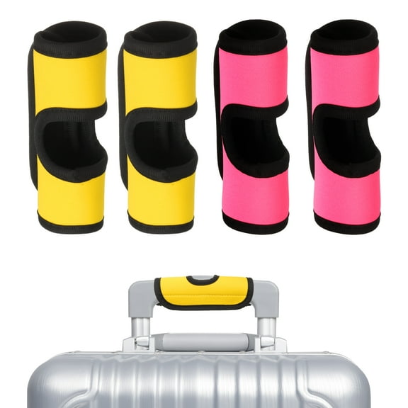 Uxcell Luggage Handle Wrap, 4 Pcs Hollow Neoprene Handbag Grip Cover Protector Luggage Identifiers for Luggage Suitcase Travel Bags, Yellow/Pink