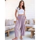 thumbnail image 4 of Pantalones Palazzo Harem Informales Holgados con Cordón para Mujer, para Verano, Playa, Viajes, Vacaciones, con Bolsillos. Púrpura Lavanda XL, 4 of 6