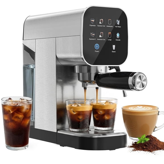 Espresso Machine with Cold Brew, 20 Bar Coffee Maker Machine with Steam Milk Frother, Patbrela LED Touch Screen, Cappuccino/Latte/ for Home