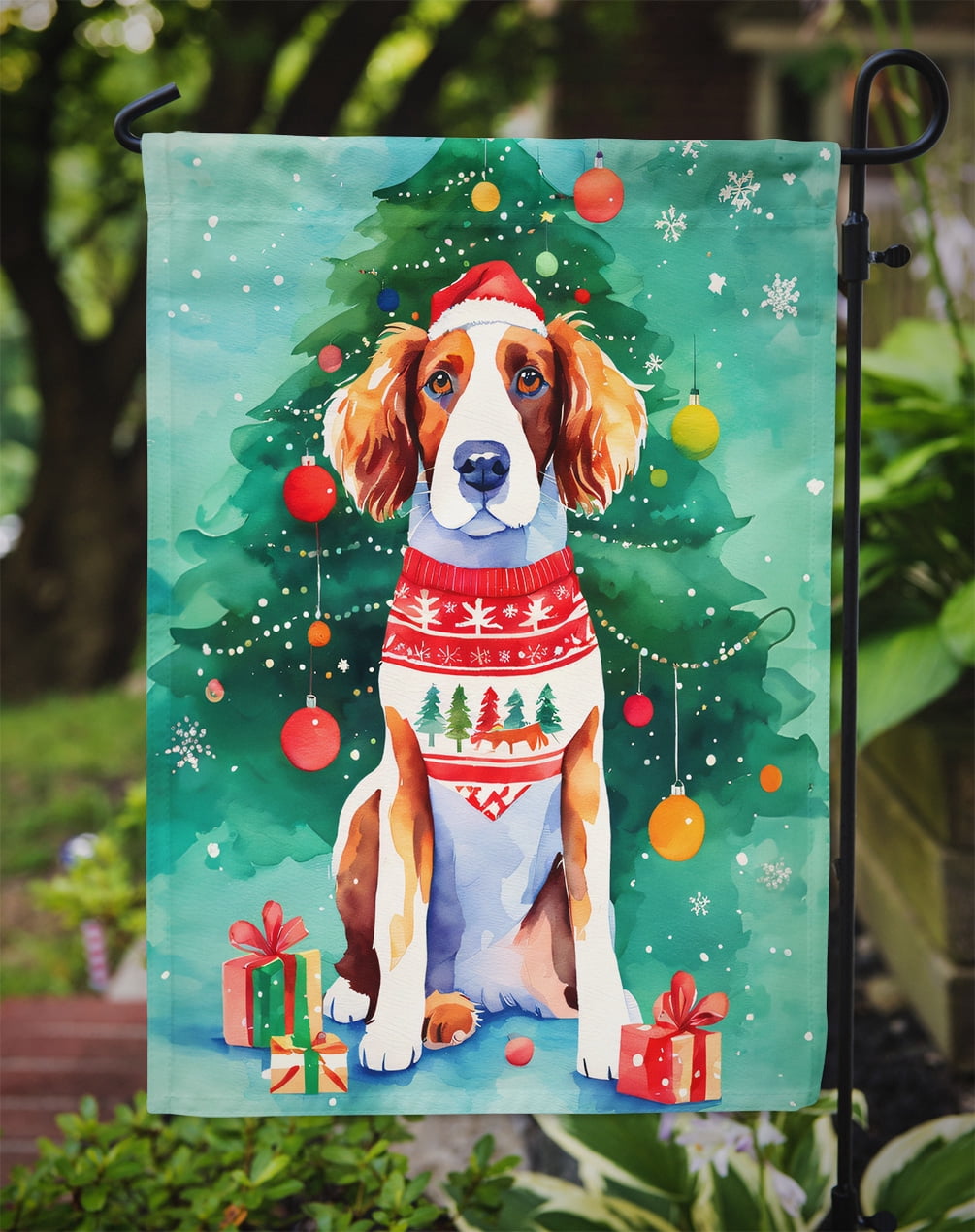Welsh Springer Spaniel Christmas Garden Flag 11.25 in x 15.5 in