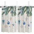 thumbnail image 2 of Beige Christmas Coastal Kitchen Curtains 63 in Long, Xmas Shell Starfish Pine Snow Rod Pocket Window Curtains Panels for Bedroom/Bathroom/Nursery, Light Filtering Treatment Curtains Drapes 52"x63", 2 of 5
