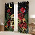 thumbnail image 2 of Feelyou Hippie Skeleton Skull Black Out Curtains, Western Jungle Mushroom Curtains Pack of 2 (42x63 Each), 2 of 6