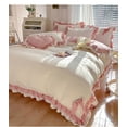 thumbnail image 2 of Pink Kawaii Bedding Set  Princess Ruffle Bed Covers  Full Set  Washed Cotton Quilt Cover  Sheet  Pillowcase Decor Bedroom, 2 of 7