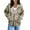 Khaki, variant on Womens Camo Zip Up Hoodie Maple Leaf Print Oversized Hooded Sweatshirt Fleece Long Sleeve Jacket Green L
